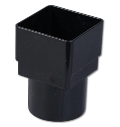 Black Square To Round Downpipe Connector RDS2
