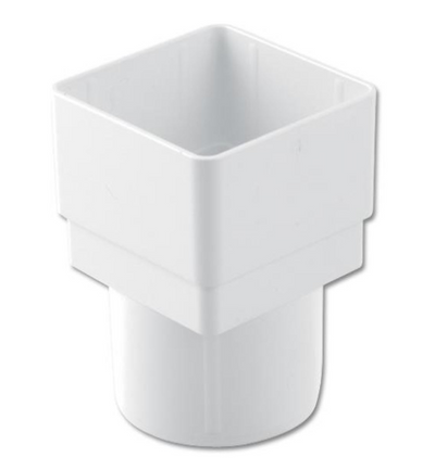 White Square To Round Downpipe Connector RDS2