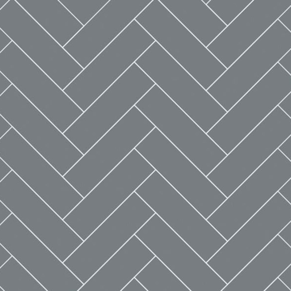 Monument Grey Multipanel Herringbone Tile Panel