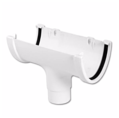 White Deepflow Gutter Running Outlet ROH1