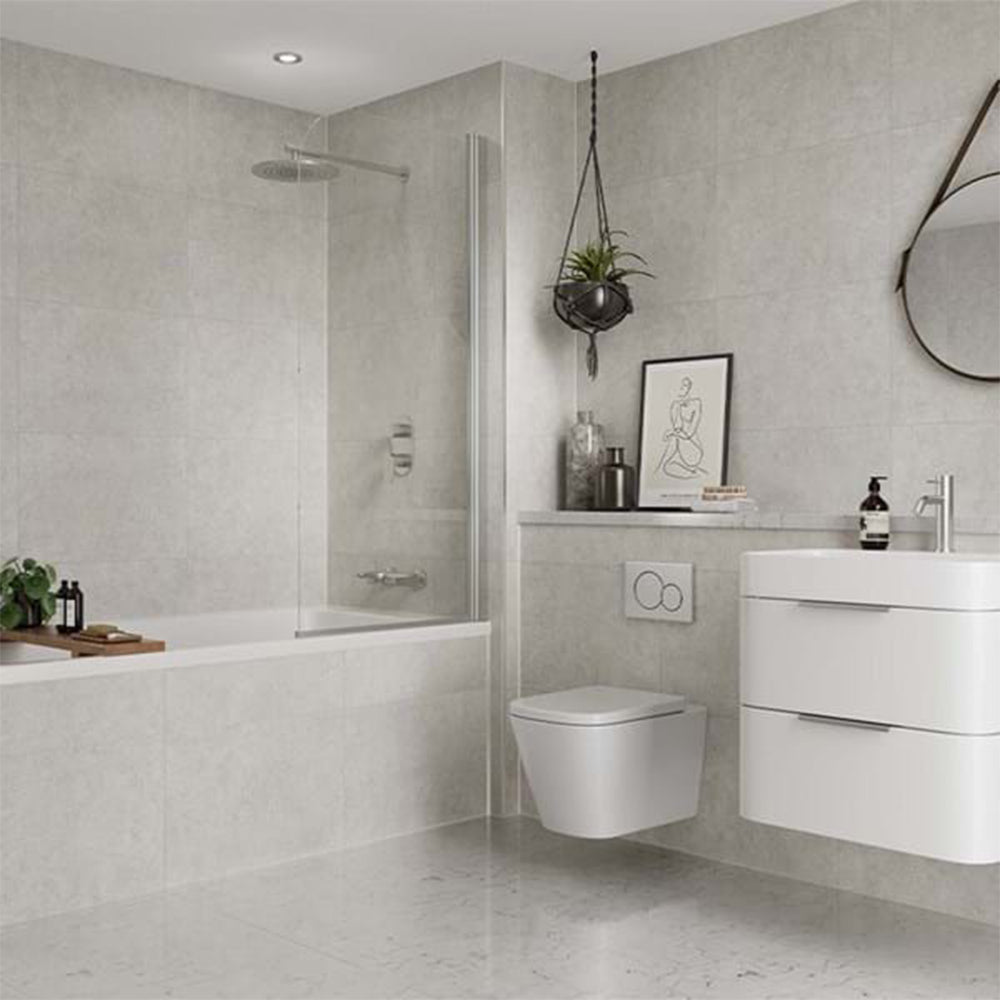 White Mineral Multipanel Tile Panel